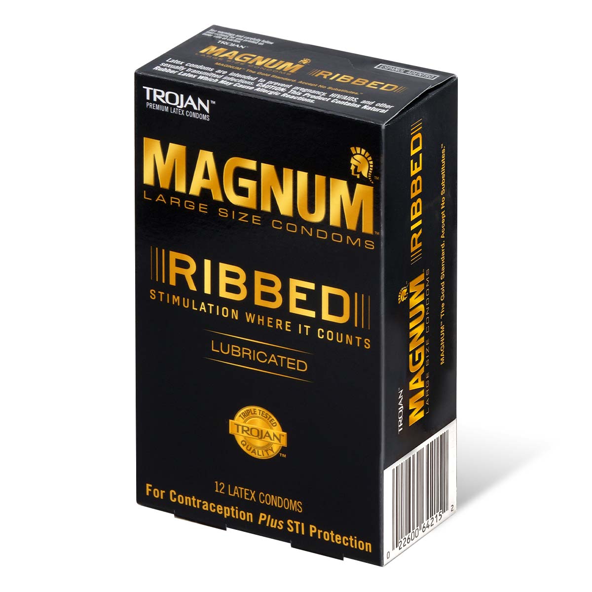 Trojan Magnum Ribbed 62/55mm 12's Pack Latex Condom-thumb_1