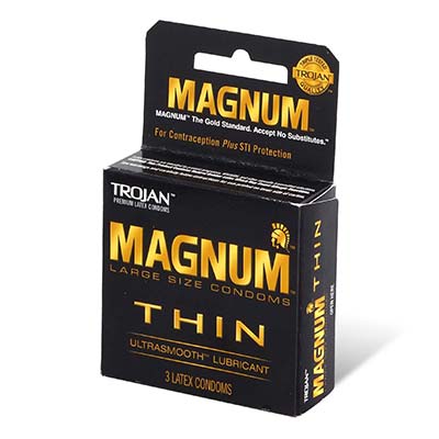 Trojan Magnum Thin 62/55mm 3's Pack Latex Condom-thumb