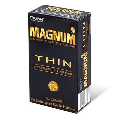 Trojan Magnum Thin 62/55mm 12's Pack Latex Condom-thumb