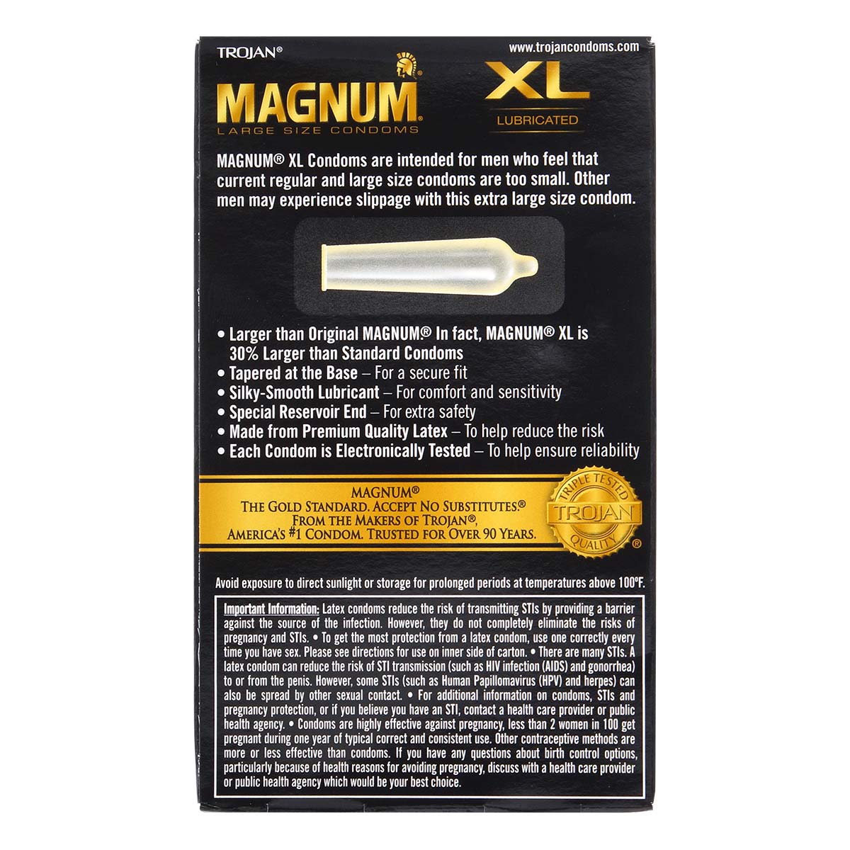 Trojan Magnum XL Extra Large 63/58mm 12's Pack Latex Condom-p_3