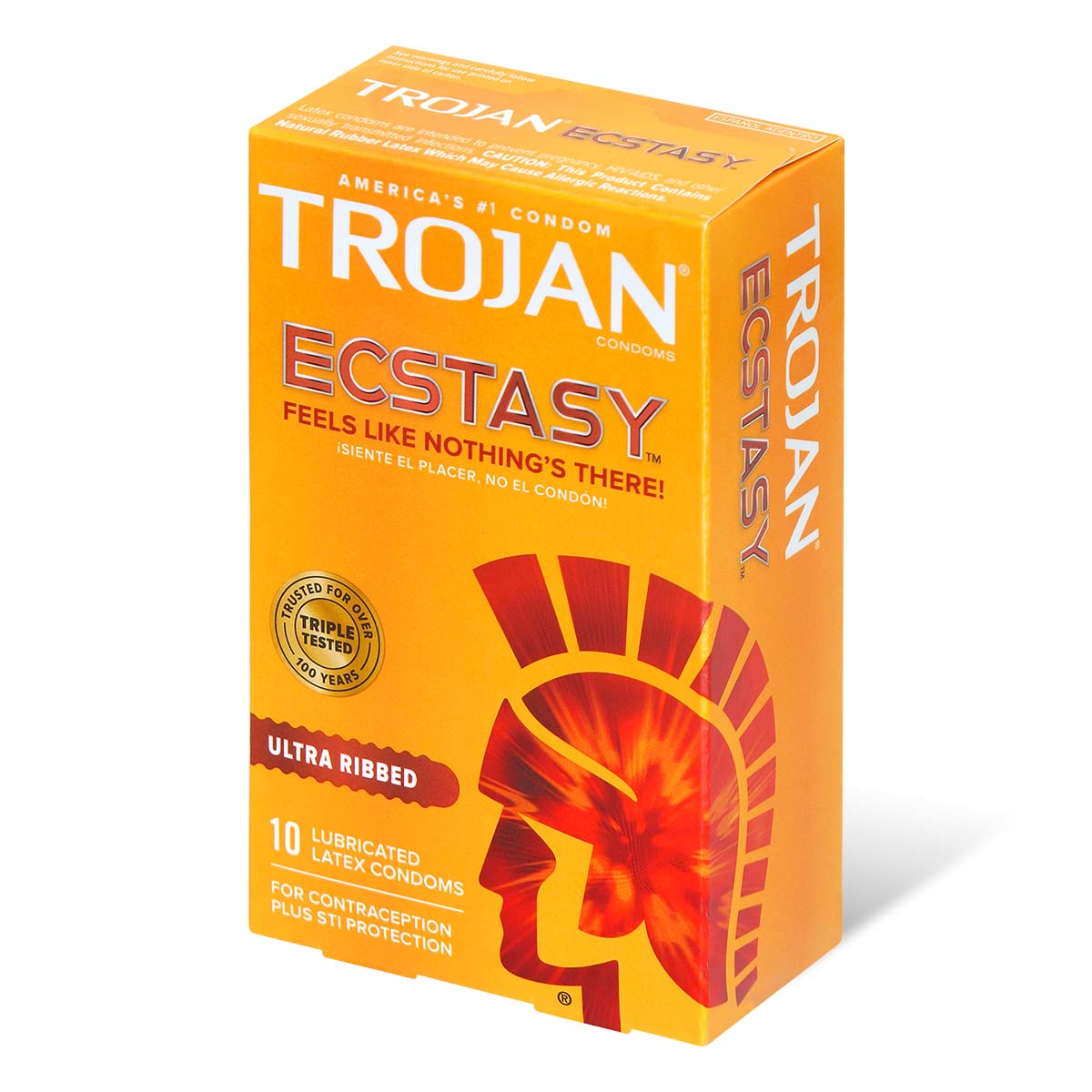 Trojan Ultra Ribbed Ecstasy 72/53mm 10's Pack Latex Condom-p_1