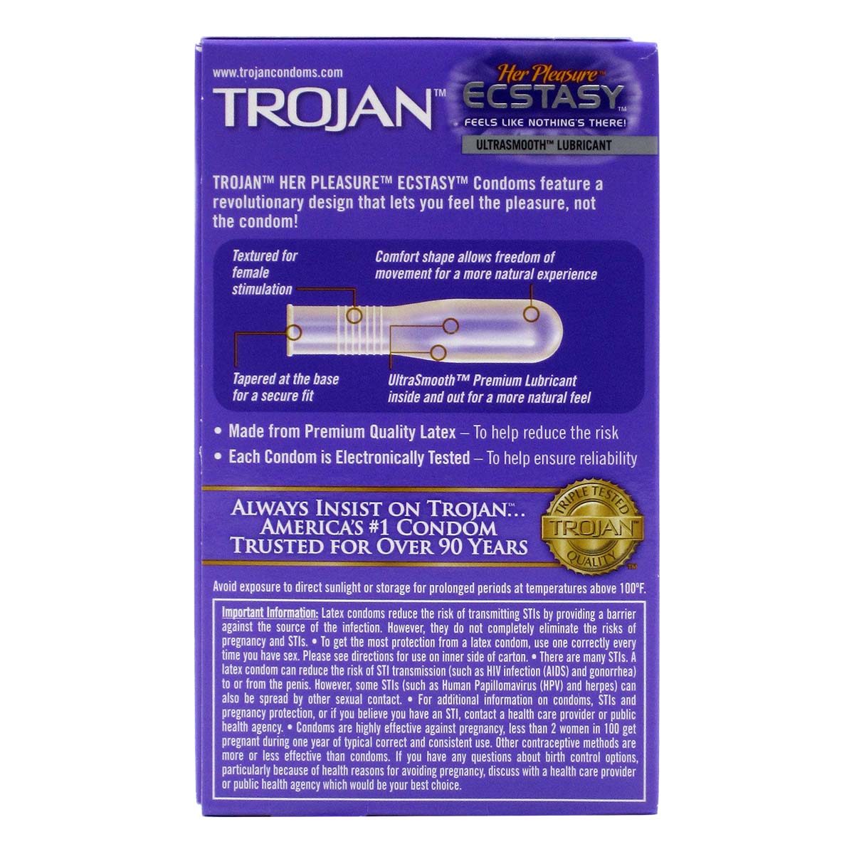 Trojan Her Pleasure Ecstasy 72/52mm 10's Pack Latex Condom-p_3
