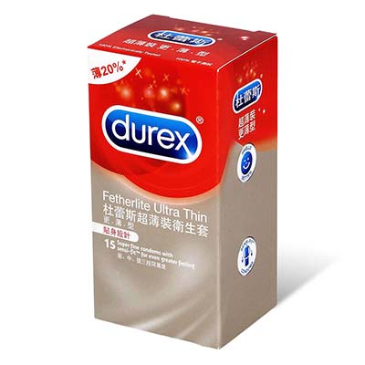Durex Fetherlite Ultra Thin 15's Pack Latex Condom-thumb