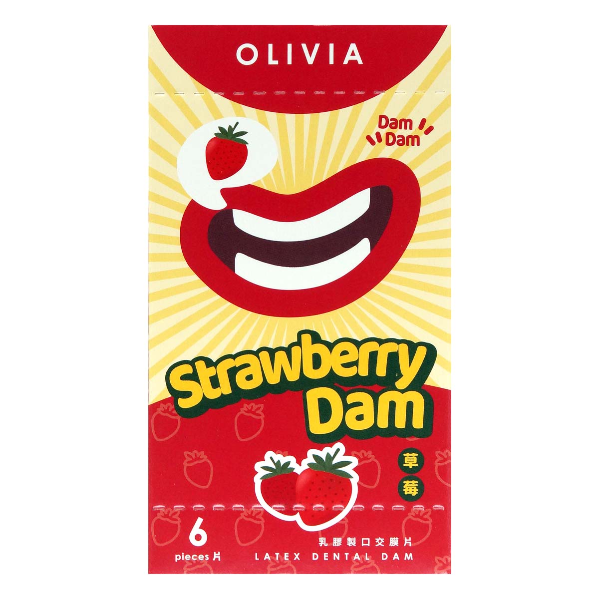 Olivia Strawberry Scent 6's Pack Latex Dental Dam-thumb_2