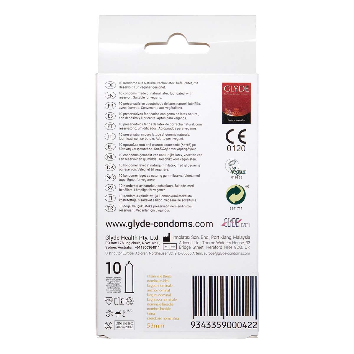 Glyde Vegan Condom Vanilla 10's Pack Latex Condom-p_3