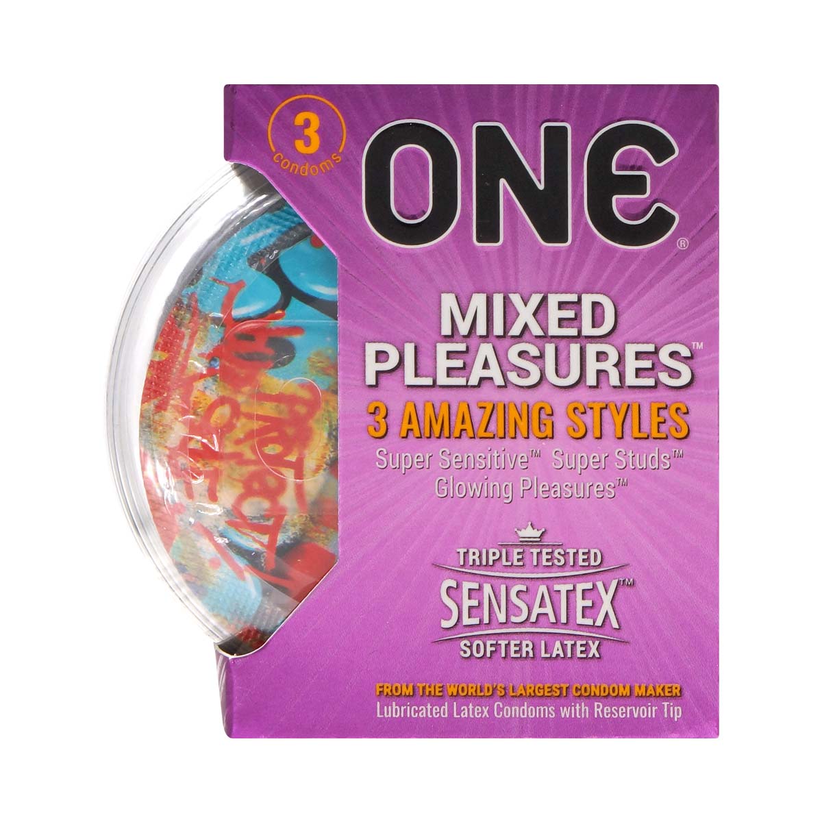 ONE Mixed Pleasures 3's Pack Latex Condom-p_2