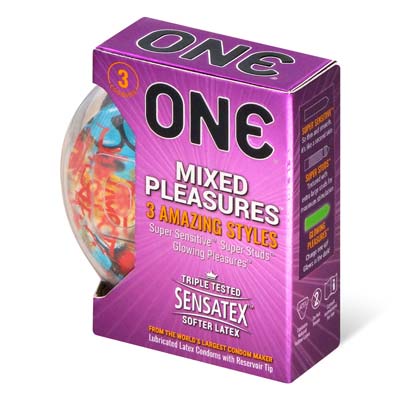 ONE Mixed Pleasures 3's Pack Latex Condom-thumb