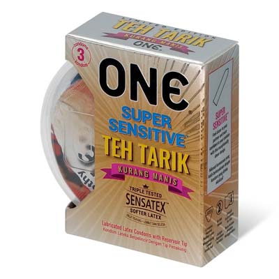 ONE Super Sensitive Teh Tarik Kurang Manis 3's Pack Latex Condom-thumb